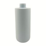 Matte-finish HDPE soft-touch cylinder bottles in 380ml and 500ml sizes. The bottles feature a premium velvet-texture coating and are fitted with a white lotion pump, shown against a clean, professional studio background.