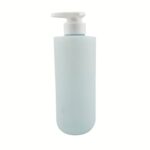 A blue 500ml HDPE round-bottom cylinder bottle with a black disc-top dispensing cap.