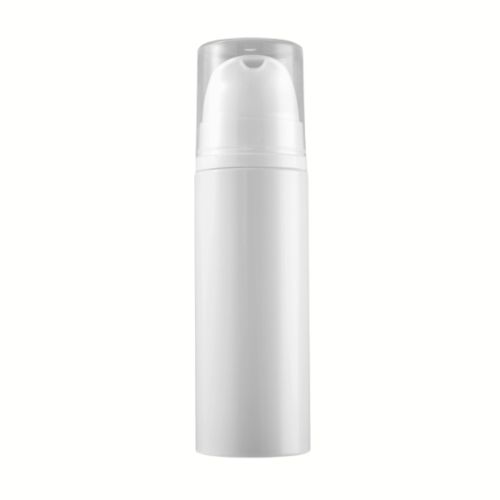 A white PET cylinder bottles with white foaming pump heads and clear caps, displayed in 100ml, 120ml, and 150ml sizes.
