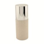 A 1.69 oz (50 ml) clear glass Boston Round bottle with big overcap featuring a sleek black treatment pump. The classic curved-shoulder design highlights a professional and timeless packaging solution for premium skincare brands.