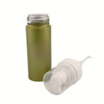 A 3.38 oz (100 ml) clear glass cylinder bottle with a white foaming pump head. The sleek, vertical design and high-clarity glass showcase a professional solution for premium skincare brands.