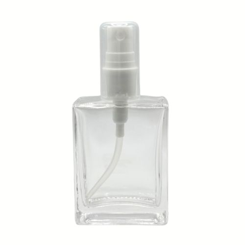 1.69 oz/50ml Square Glass Spray Bottle with Screw Closure