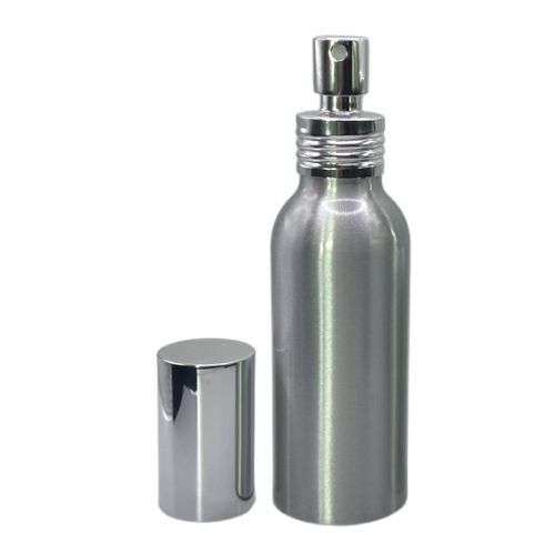 2 oz Brushed Aluminum Bullet Bottle & Aluminum Fine Mist Sprayer