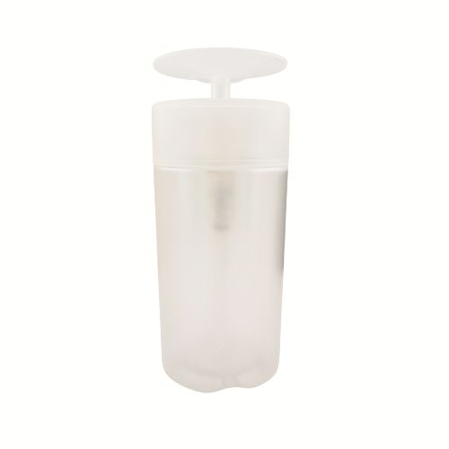 A 280 white HDPE plastic bottle featuring a flip-top lid and a push-down pump dispenser for nail polish remover.