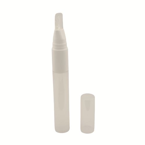 A sleek 10 ml white cosmetic click pen featuring a soft TPE slanted applicator tip and a modern rotary-click base.