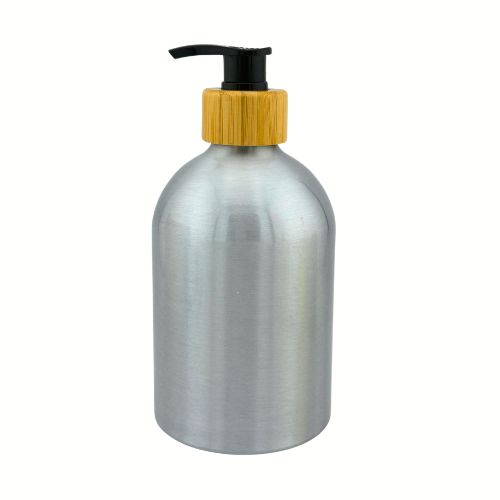 A 16.9oz brushed aluminum bottle featuring a Boston round chubby design and a matte metallic finish.