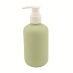 A 10oz green squat HDPE bottle with a white lotion pump
